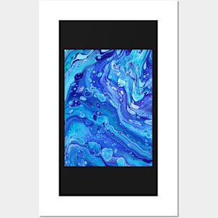 Liquid Cerulean - Abstract Acrylic Pour Posters and Art